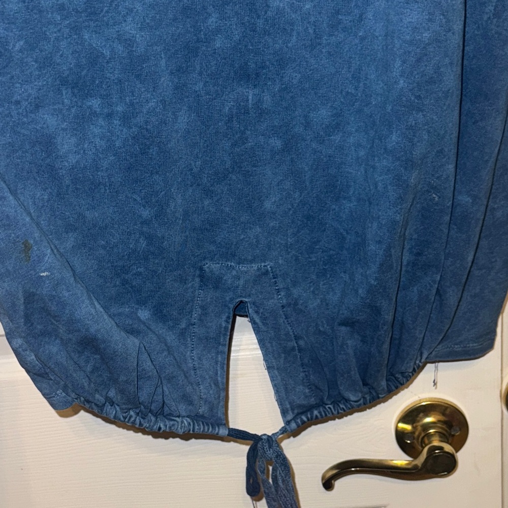 Blue Zip-Up Jacket with Rhinestone Design - Picture 9 of 11